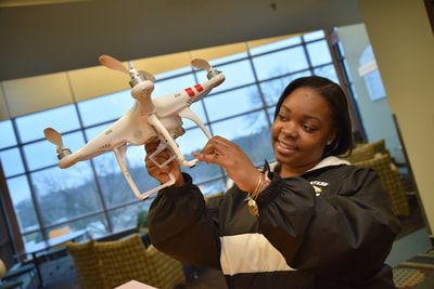 A student with a drone